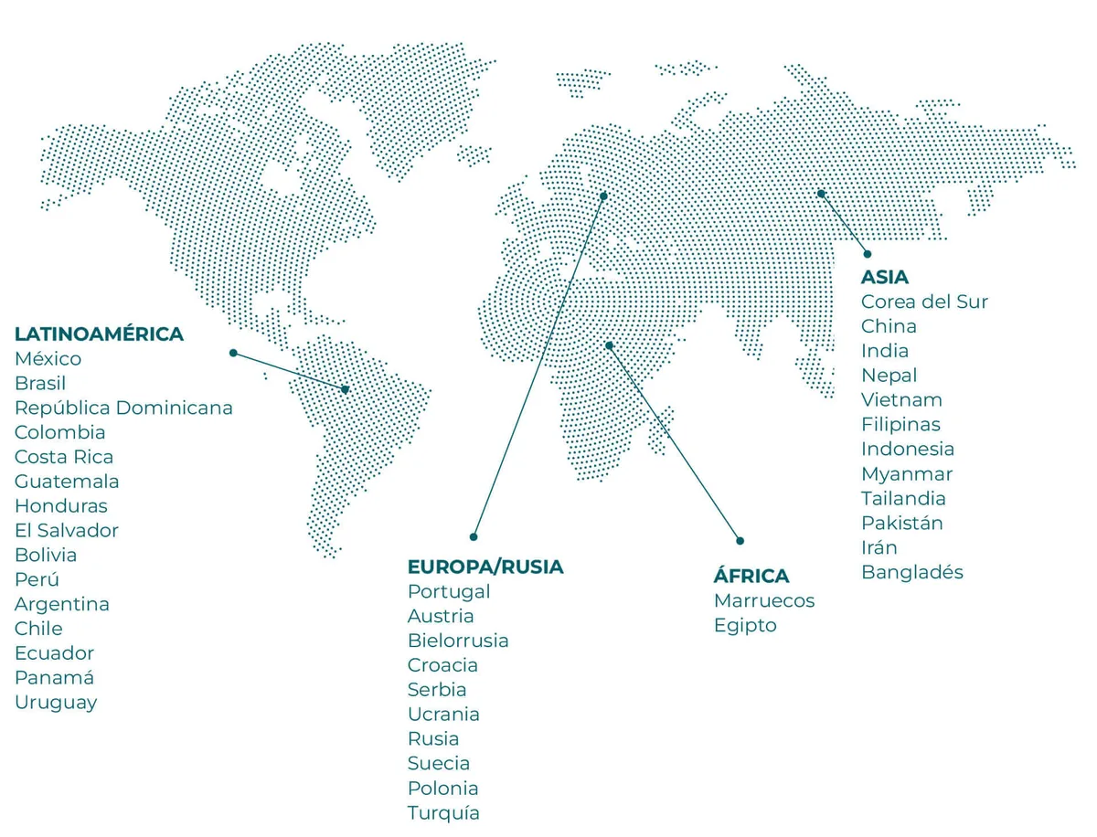 Mapa de distribución de Novation 2002